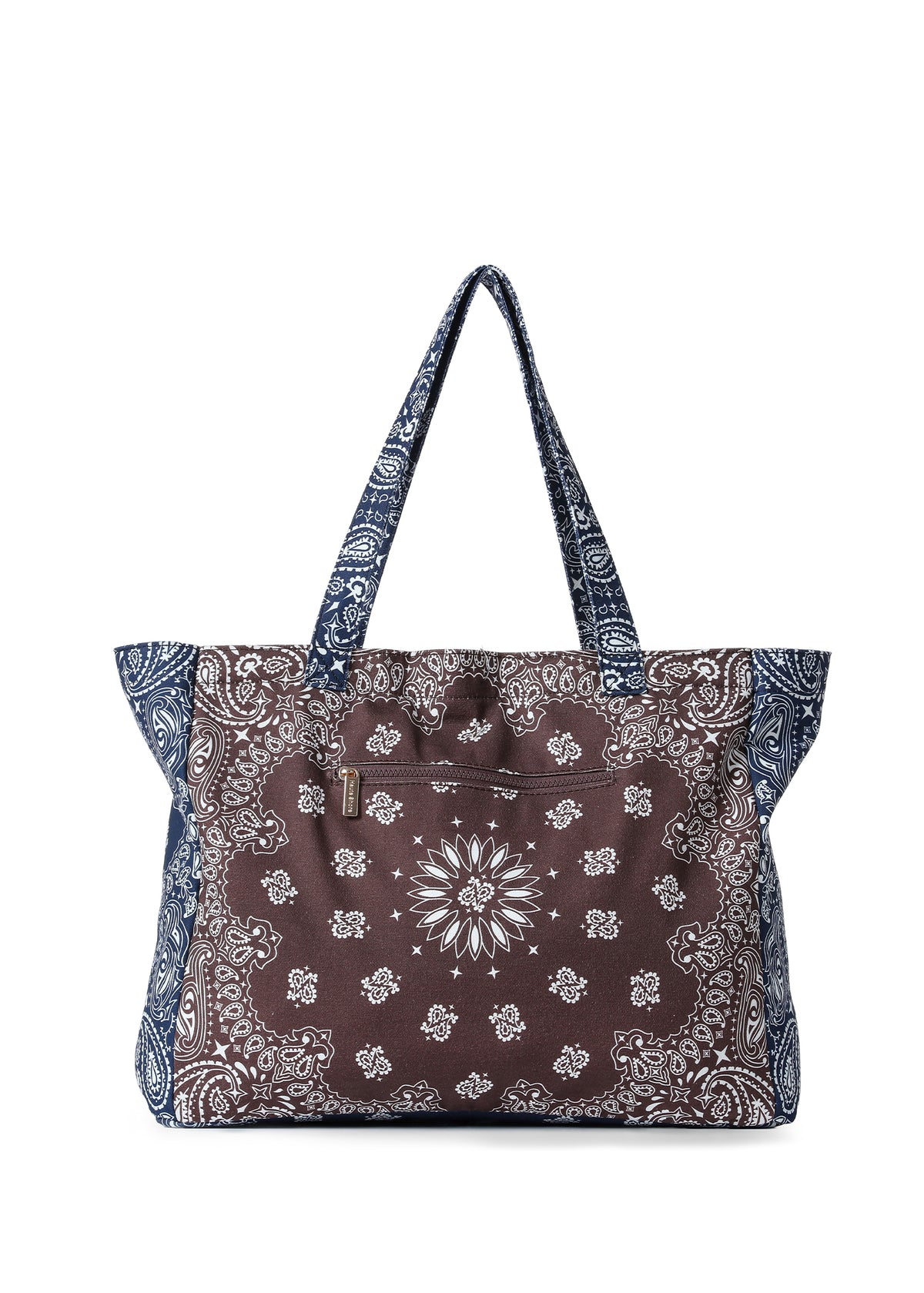 Bandana Tote- Brown/Navy