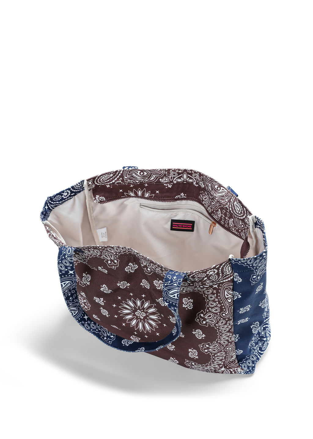 Bandana Tote- Brown/Navy