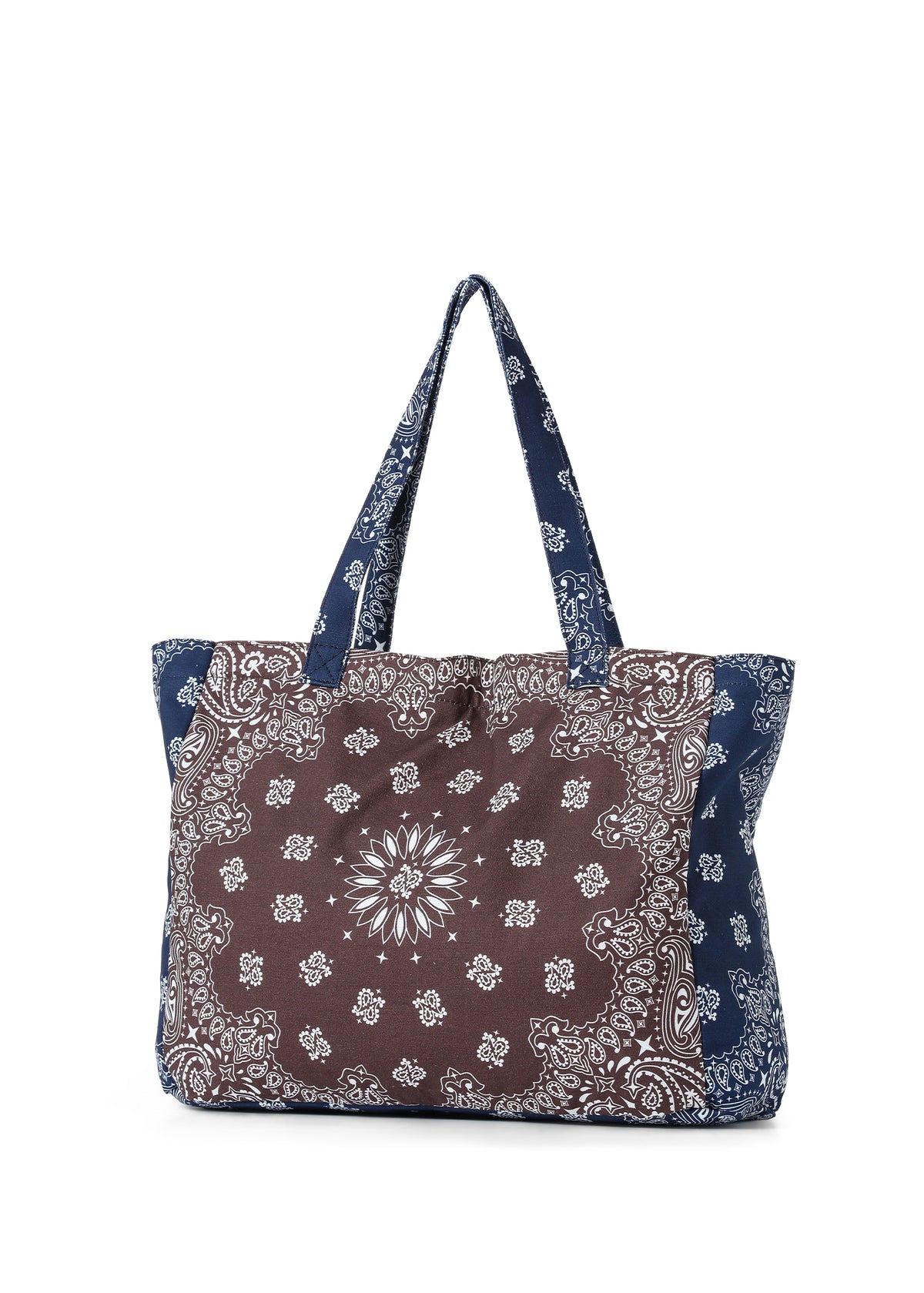 Bandana Tote- Brown/Navy