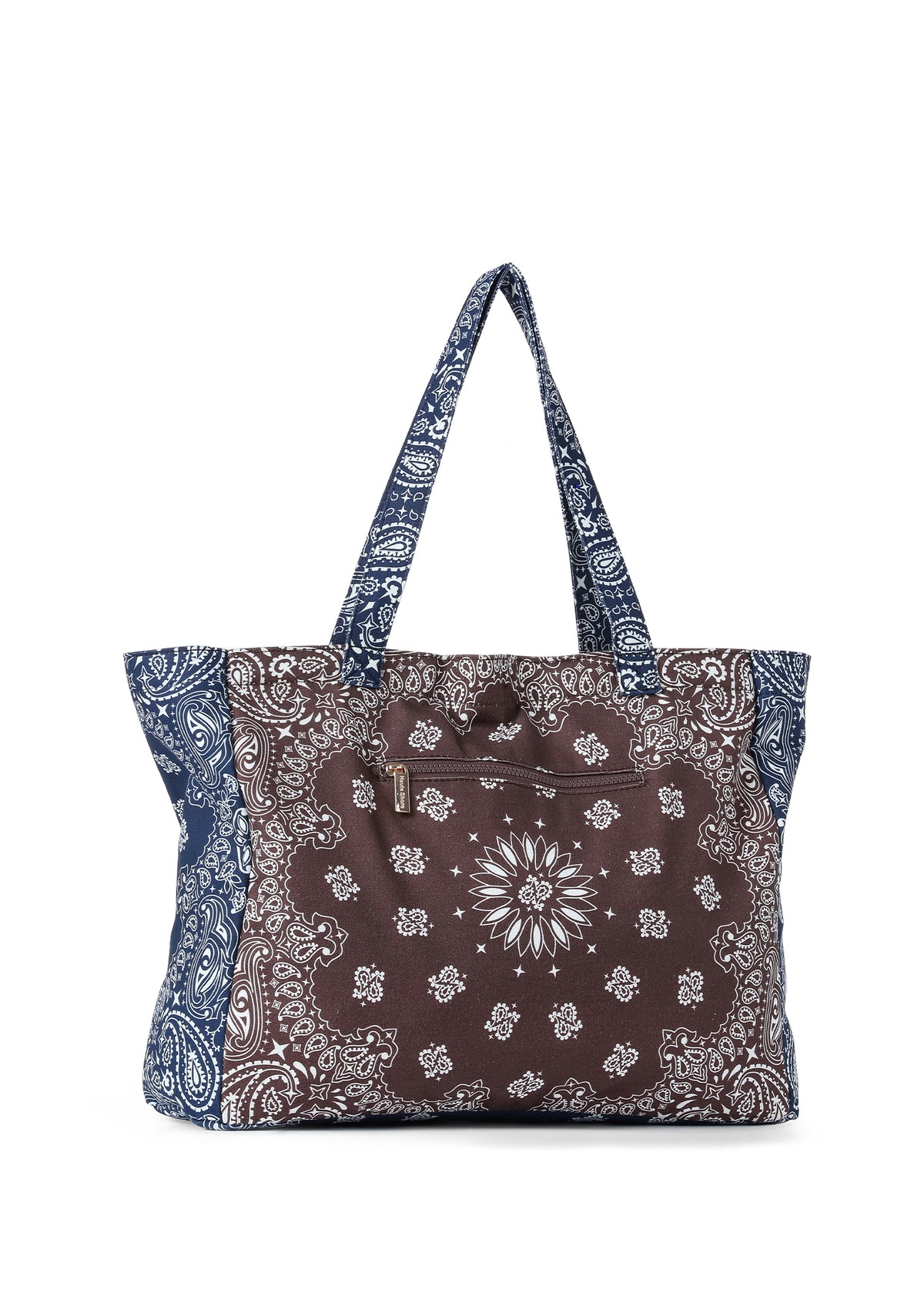 Bandana Tote- Brown/Navy