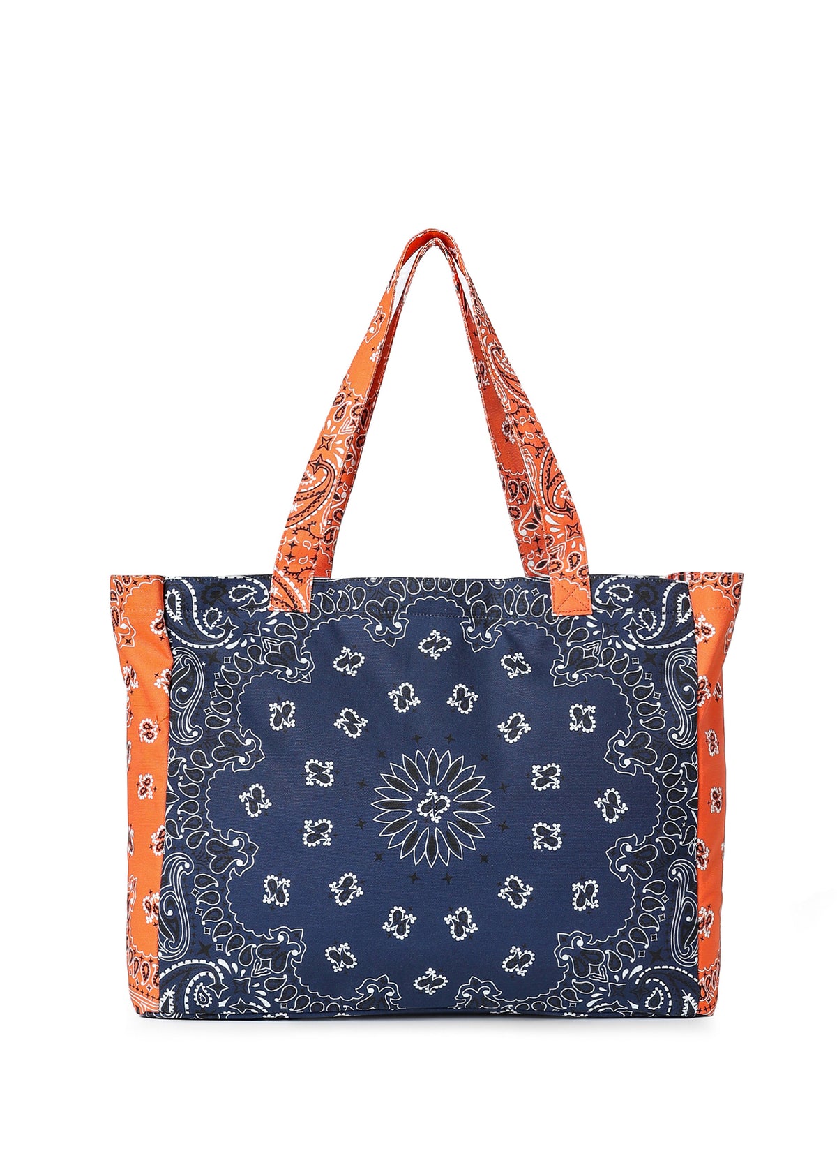 Bandana Tote- Navy/Orange