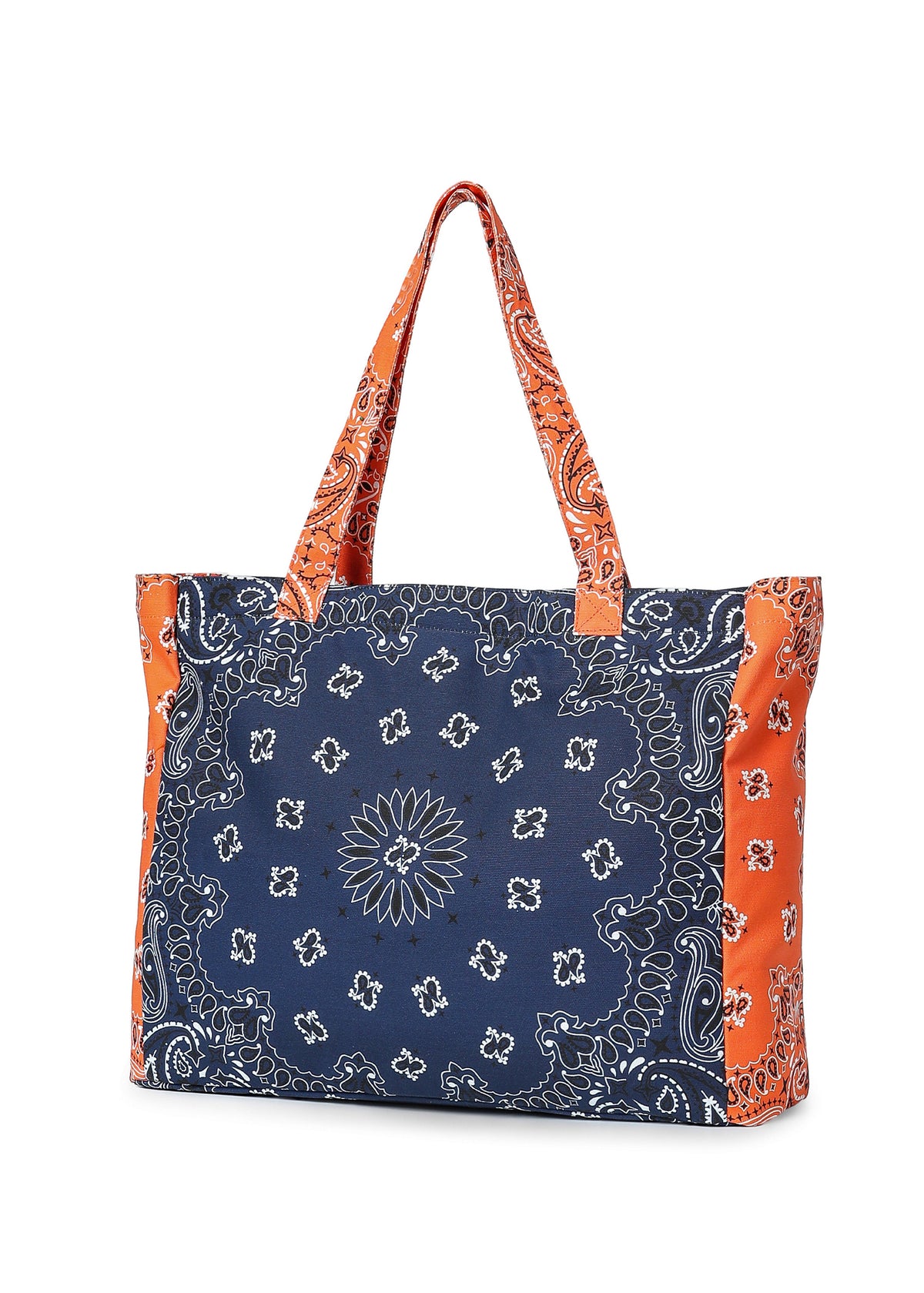 Bandana Tote- Navy/Orange