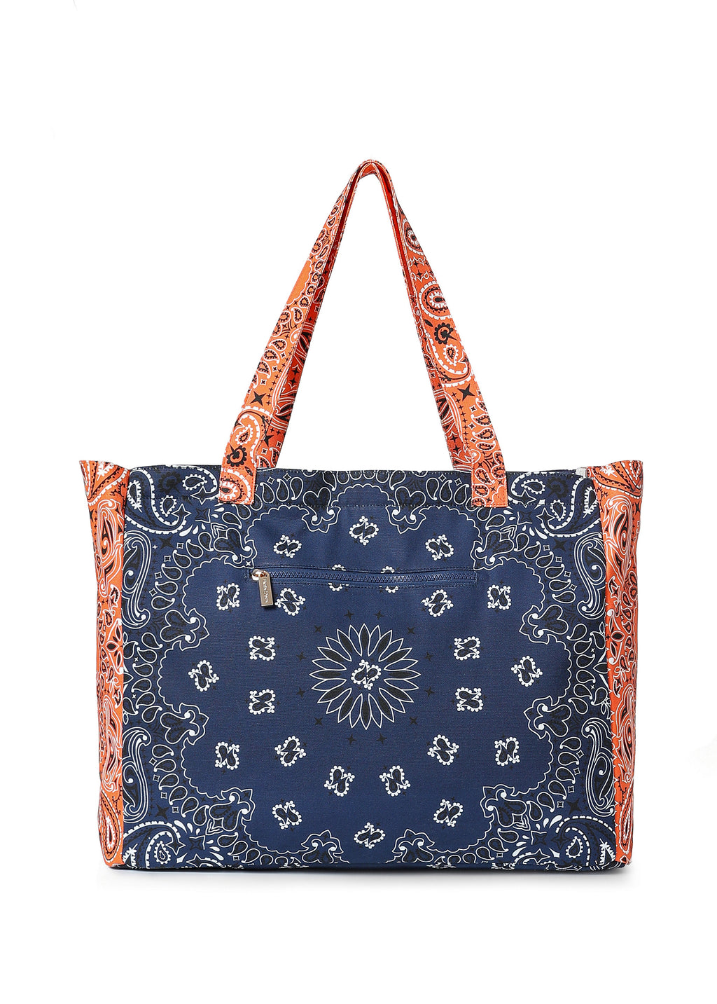 Bandana Tote- Navy/Orange