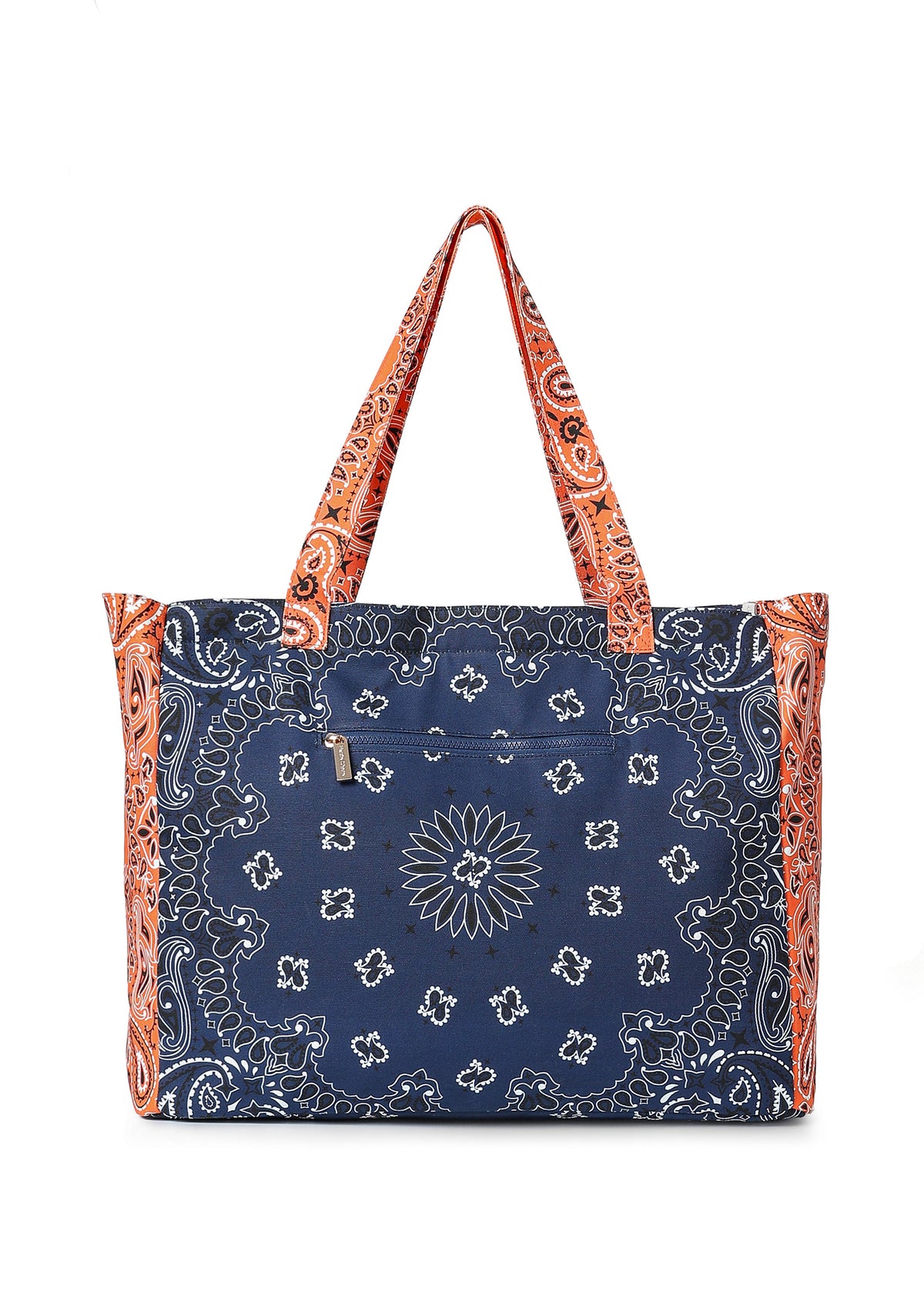 Bandana Tote- Navy/Orange