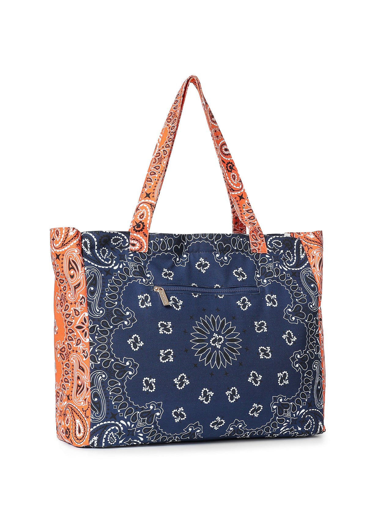 Bandana Tote- Navy/Orange