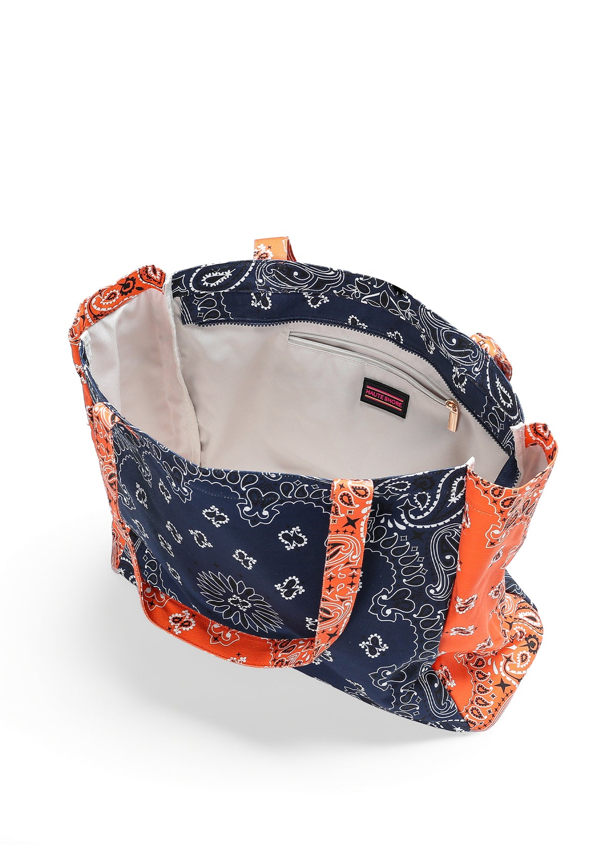 Bandana Tote- Navy/Orange