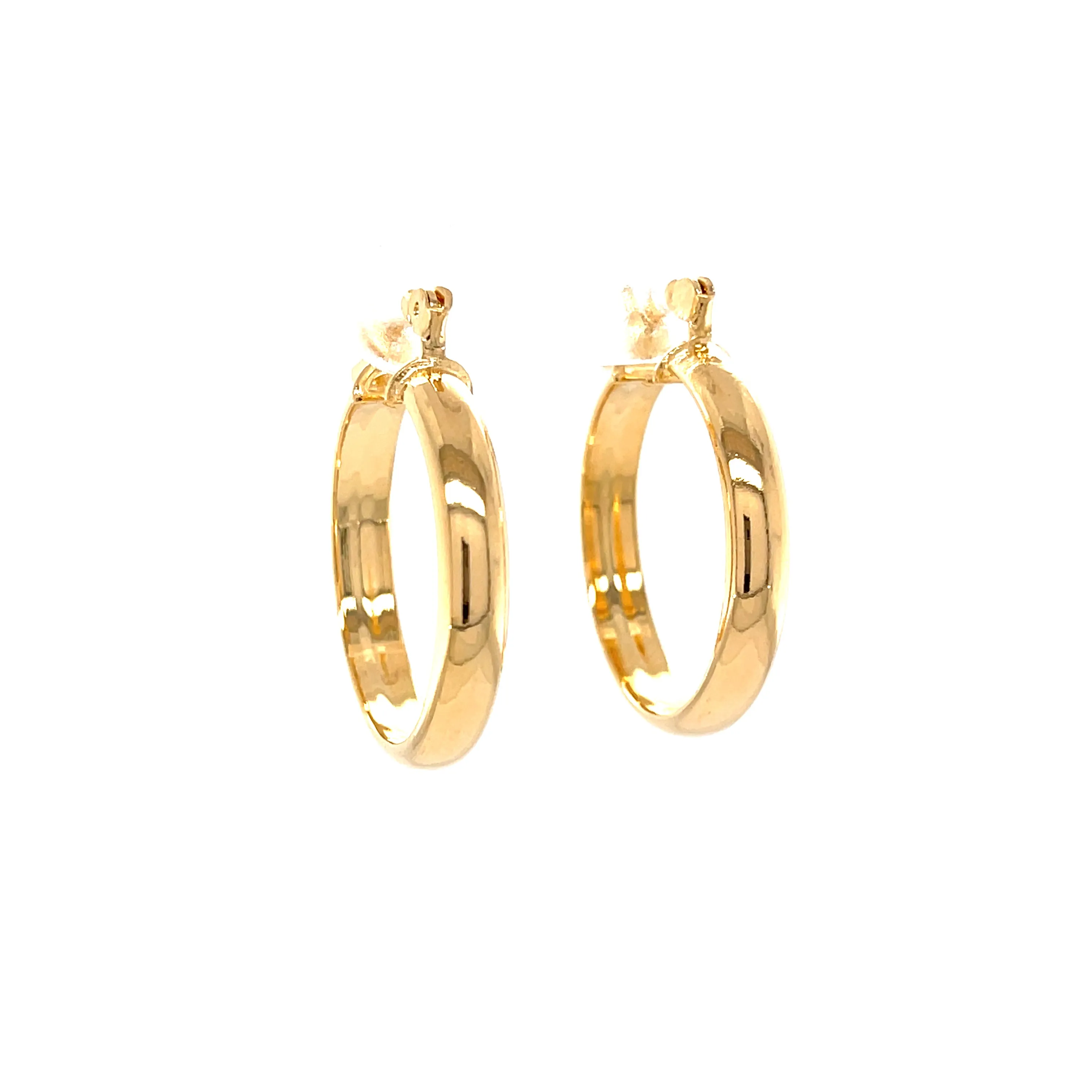 1 Inch Round Hoop Earrings 14k Gold filled 4mm wide Flat Inner side