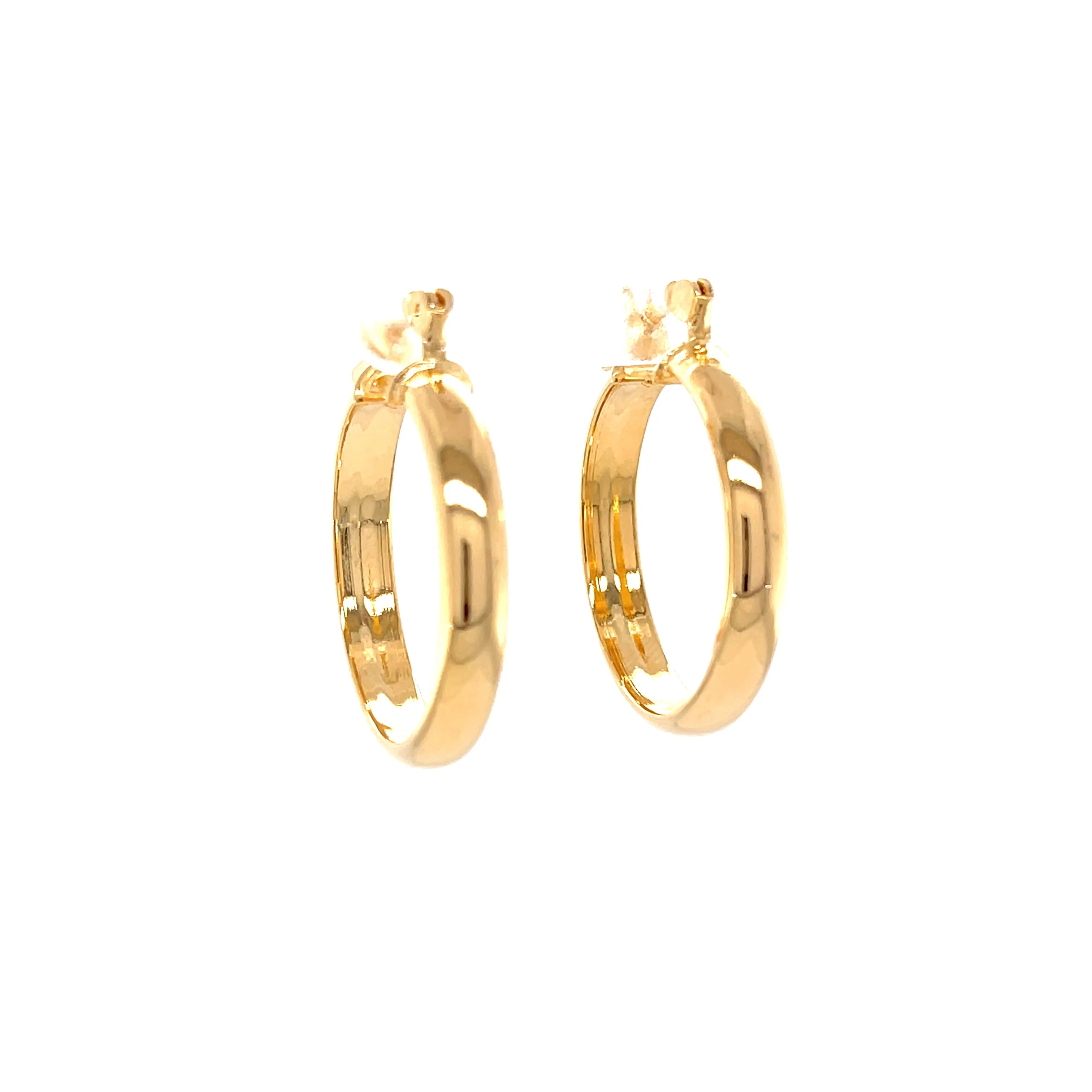 1 Inch Round Hoop Earrings 14k Gold filled 4mm wide Flat Inner side