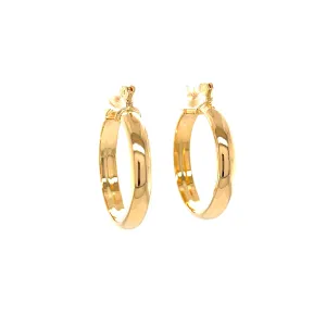 1 Inch Round Hoop Earrings 14k Gold filled 4mm wide Flat Inner side
