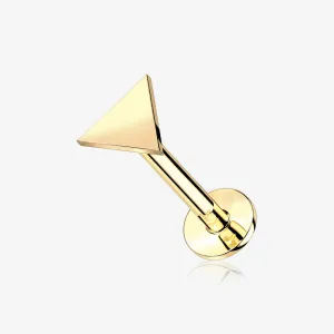 14 Karat Gold OneFit Threadless Flat Triangle Top Flat Back Stud Labret
