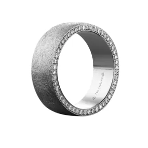 14k White Gold 8mm Diamond Brush Men’s Wedding Band Size 10