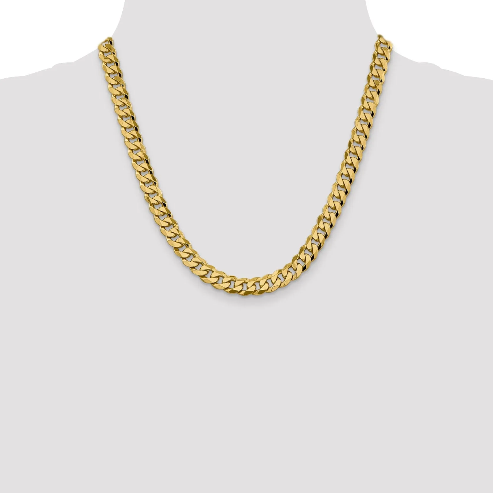 14k Yellow Gold 8.75mm Flat Beveled Curb Chain