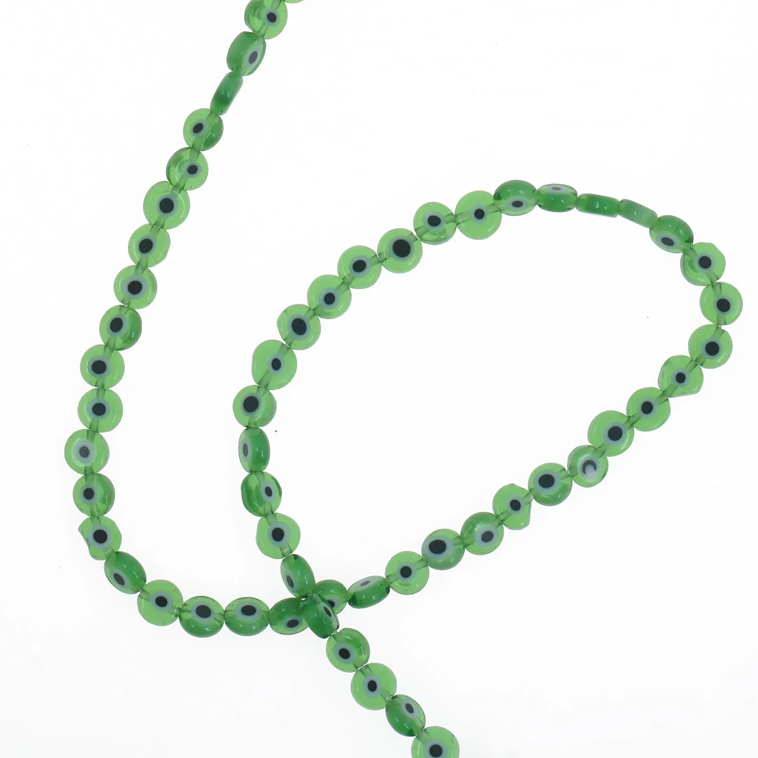 15" Strand 6/8/10/12MM Glass Evil Eye Flat Beads Round Glass Beads DIY Jewelry Beads Multiple Colors 65pcs 103759