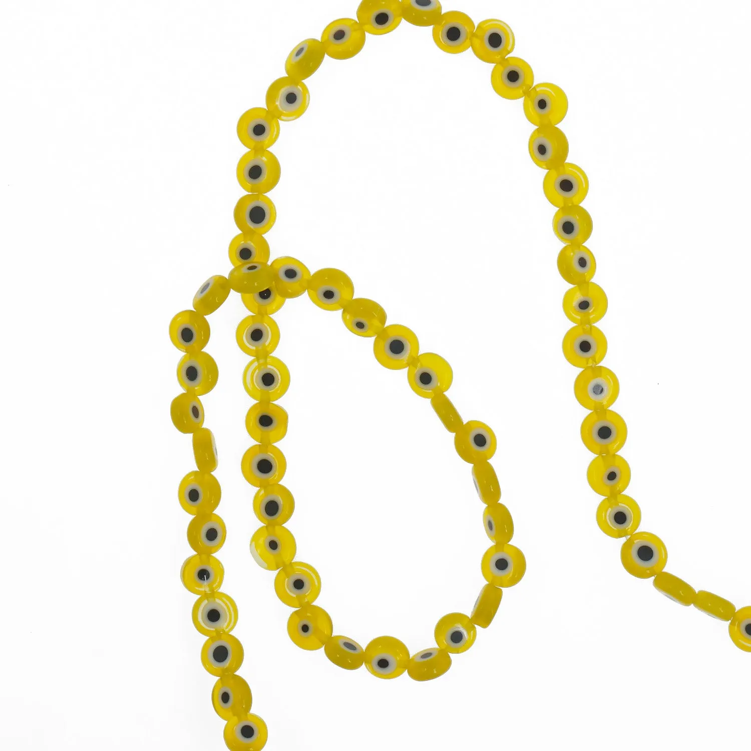 15" Strand 6/8/10/12MM Glass Evil Eye Flat Beads Round Glass Beads DIY Jewelry Beads Multiple Colors 65pcs 103759