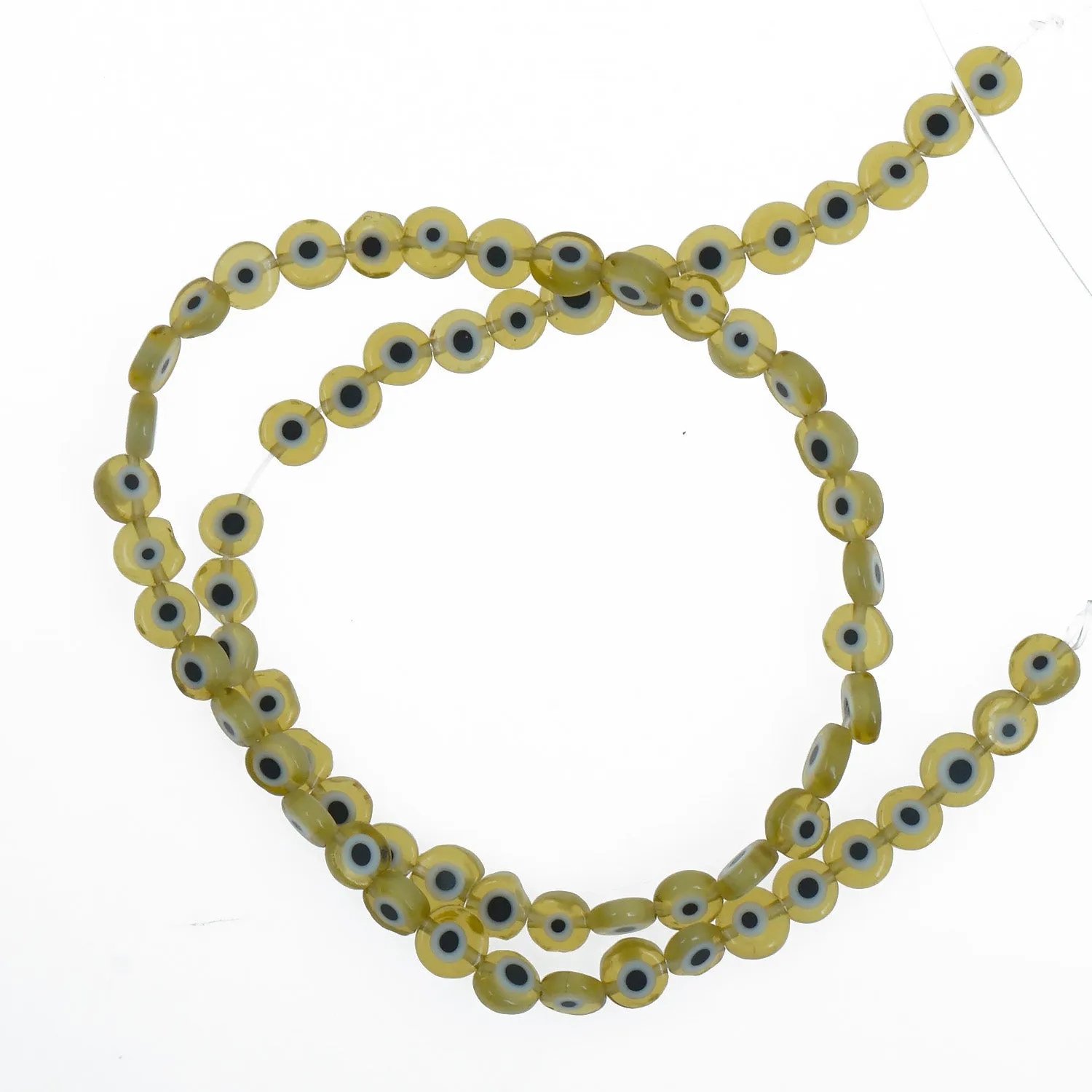 15" Strand 6/8/10/12MM Glass Evil Eye Flat Beads Round Glass Beads DIY Jewelry Beads Multiple Colors 65pcs 103759