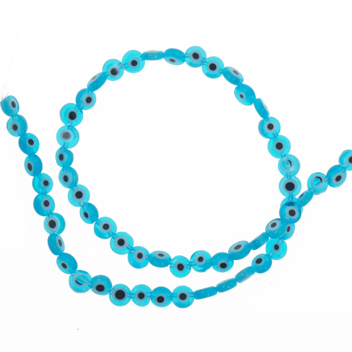 15" Strand 6/8/10/12MM Glass Evil Eye Flat Beads Round Glass Beads DIY Jewelry Beads Multiple Colors 65pcs 103759