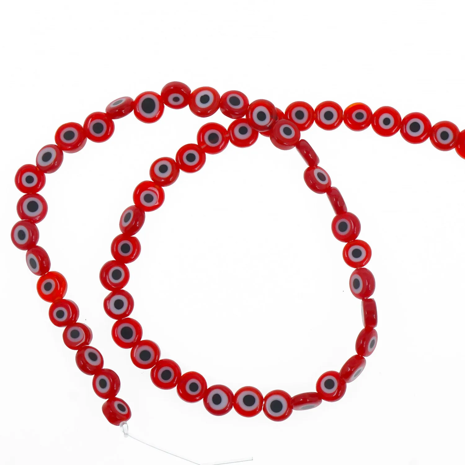 15" Strand 6/8/10/12MM Glass Evil Eye Flat Beads Round Glass Beads DIY Jewelry Beads Multiple Colors 65pcs 103759