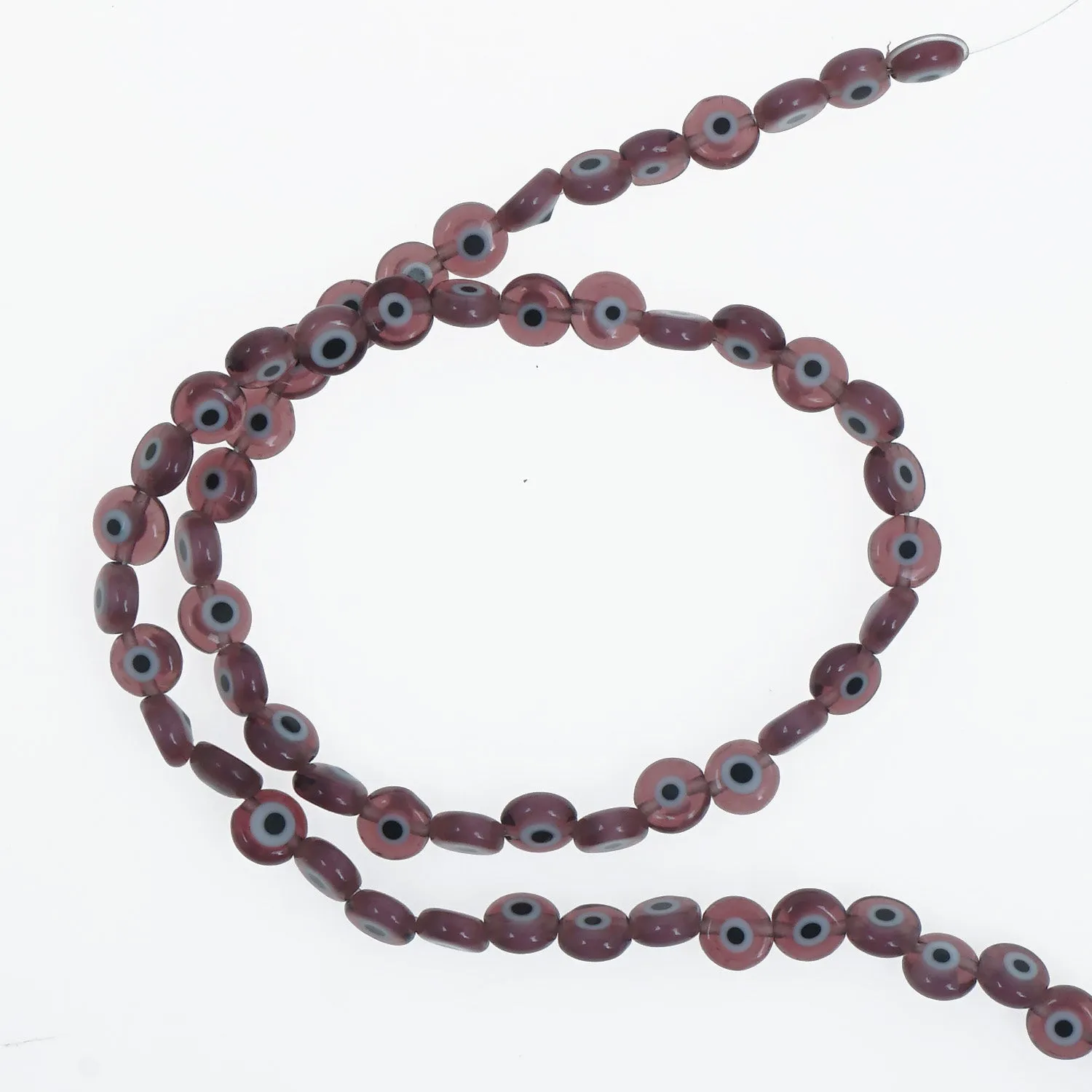 15" Strand 6/8/10/12MM Glass Evil Eye Flat Beads Round Glass Beads DIY Jewelry Beads Multiple Colors 65pcs 103759
