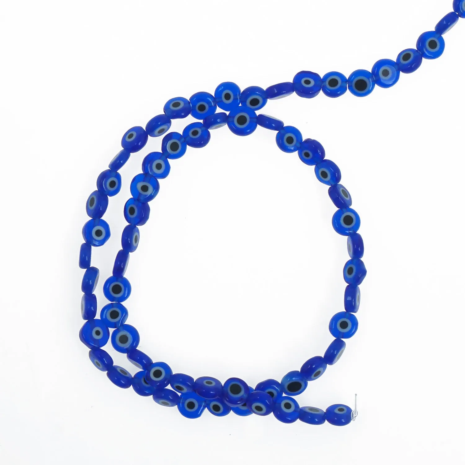 15" Strand 6/8/10/12MM Glass Evil Eye Flat Beads Round Glass Beads DIY Jewelry Beads Multiple Colors 65pcs 103759