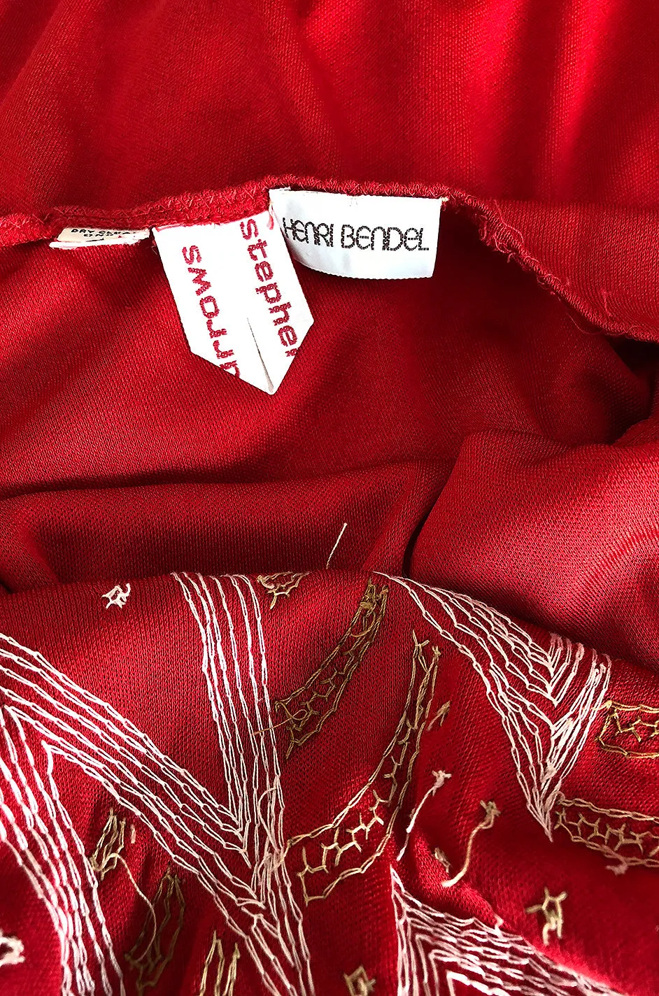 1970s Stephen Burrows Red Jersey Hand Beaded & Sequin Jersey Dress