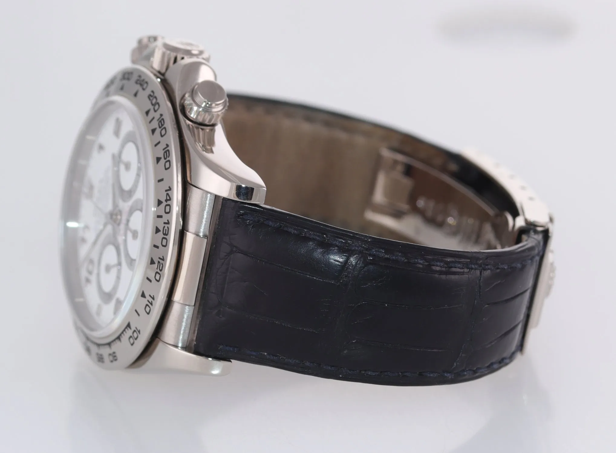 1998 Rolex Daytona Zenith 16519 White Arabic 18k White Gold Leather Watch