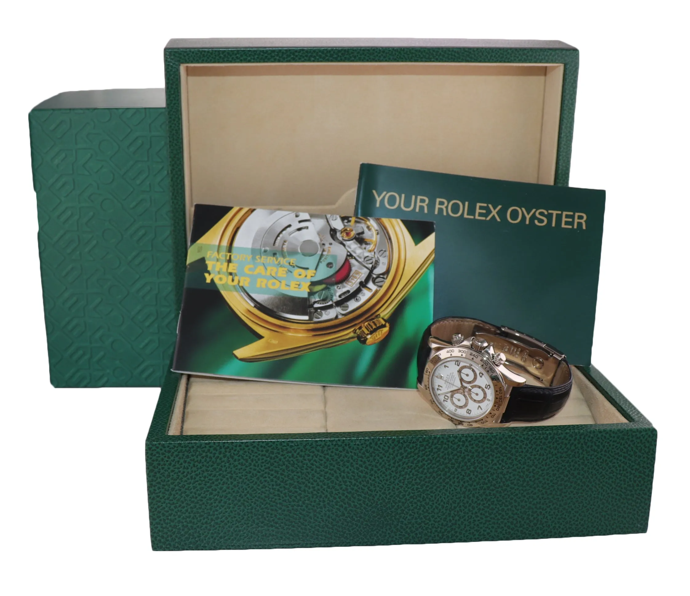 1998 Rolex Daytona Zenith 16519 White Arabic 18k White Gold Leather Watch