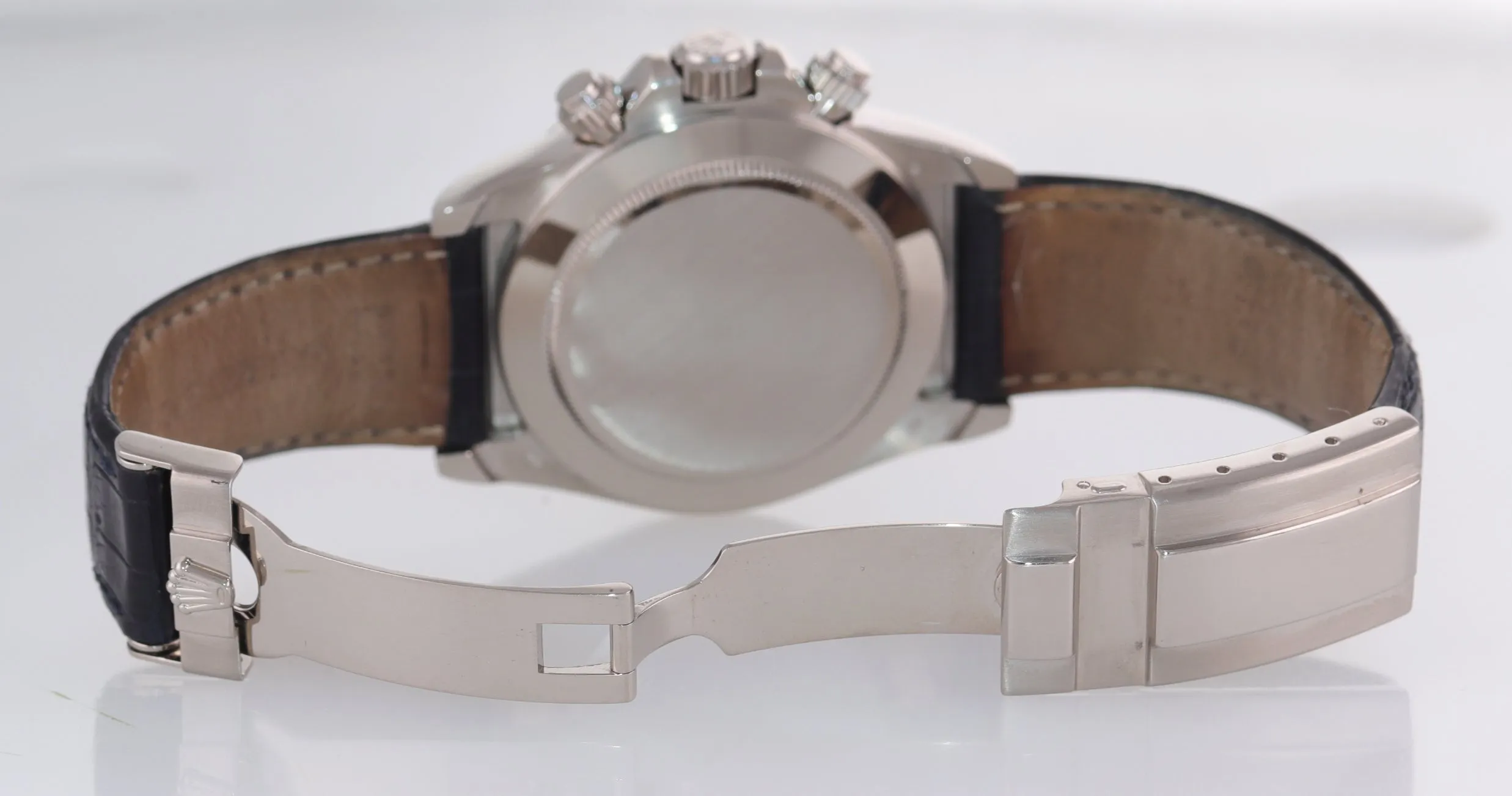 1998 Rolex Daytona Zenith 16519 White Arabic 18k White Gold Leather Watch