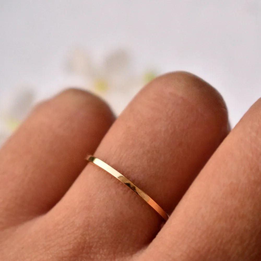 1mm Square Thin Flat Minimal Stack Ring