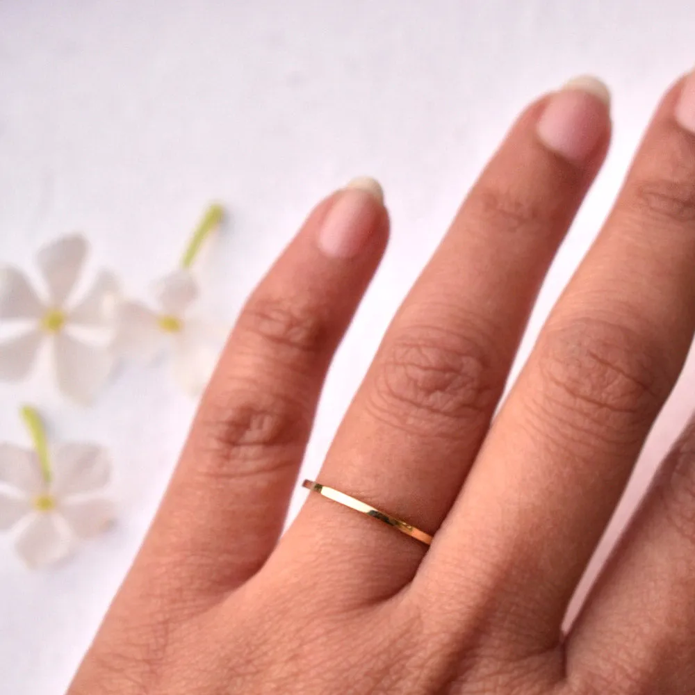 1mm Square Thin Flat Minimal Stack Ring