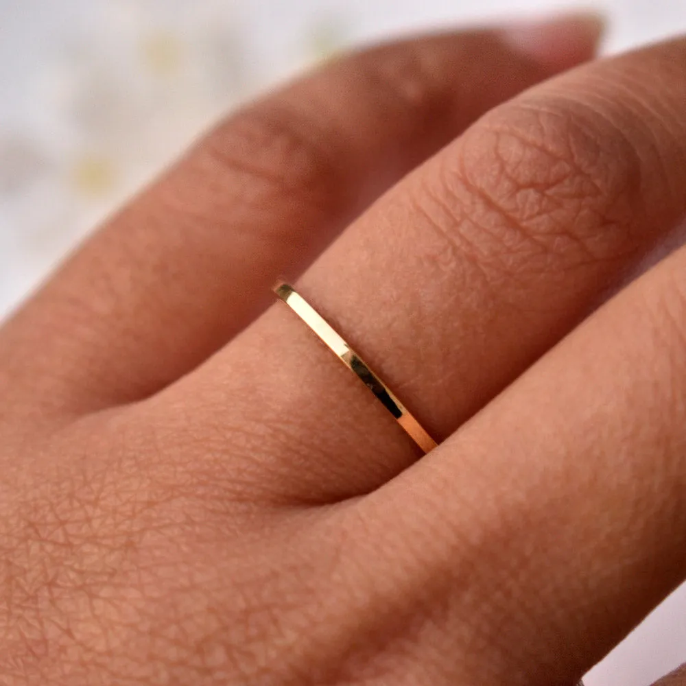 1mm Square Thin Flat Minimal Stack Ring