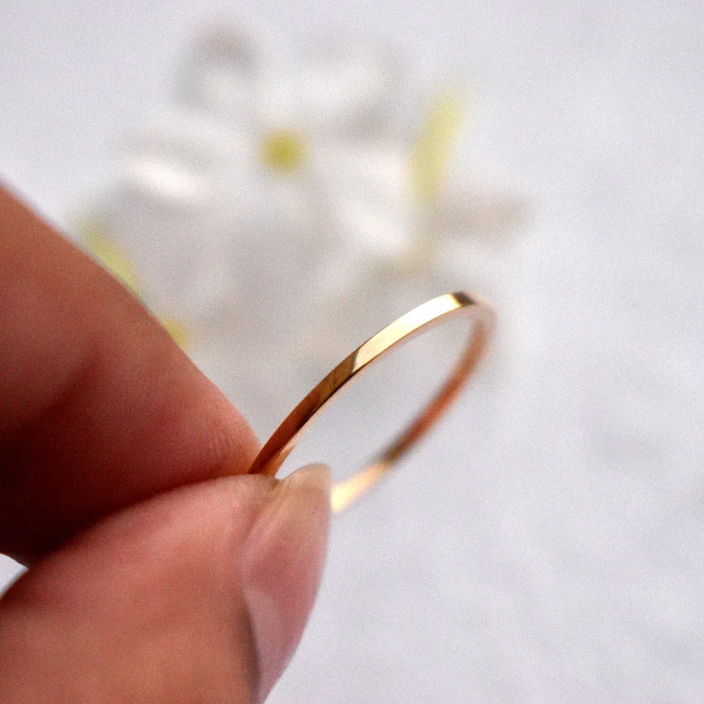1mm Square Thin Flat Minimal Stack Ring