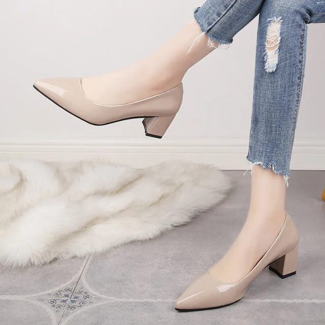 2020 Women's High Heels Sexy Bride Party Mid Heel Pointed Toe Shallow Mouth High Heel Shoes Women Shoes