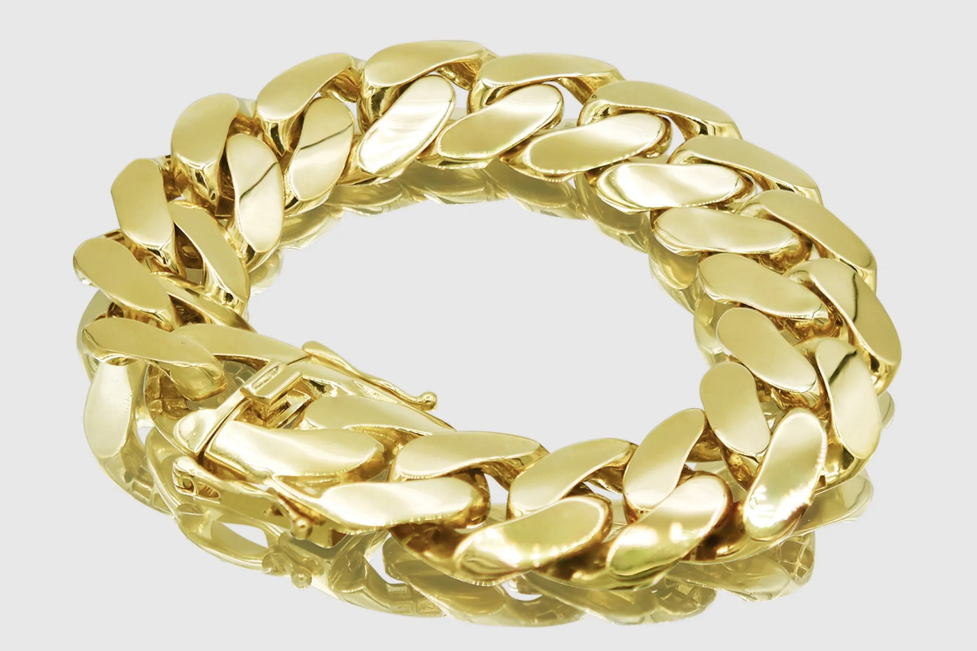 32mm 14K Miami Cuban Gold Flat Bracelet