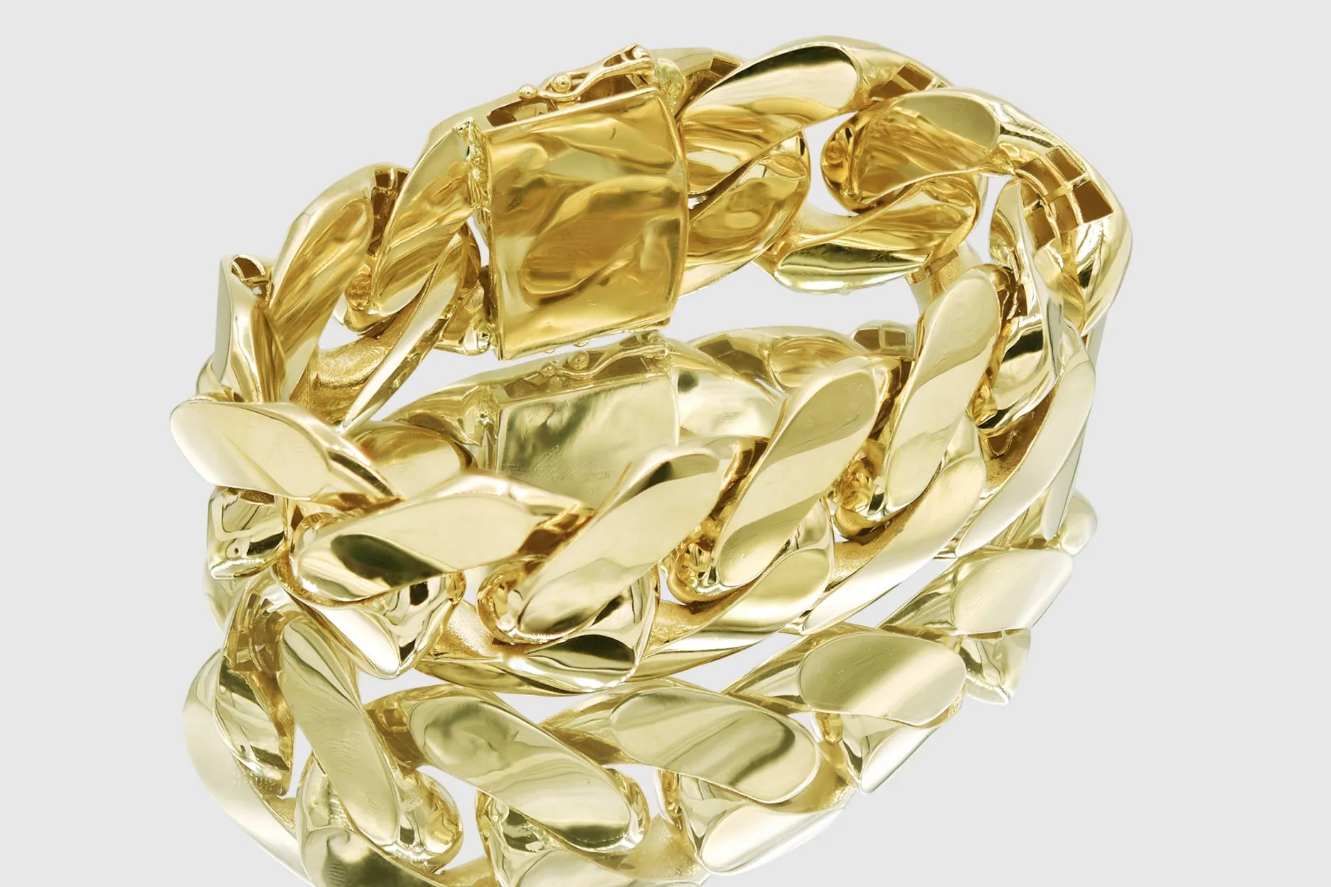 32mm 14K Miami Cuban Gold Flat Bracelet