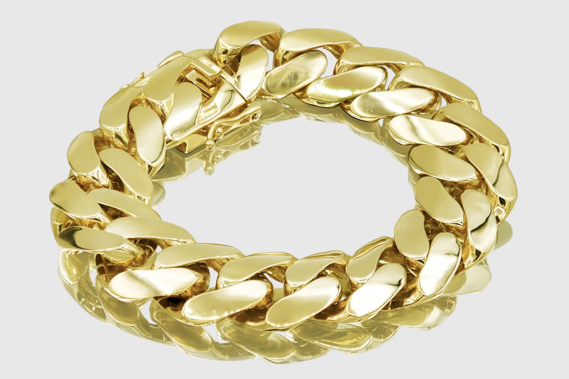 32mm 14K Miami Cuban Gold Flat Bracelet