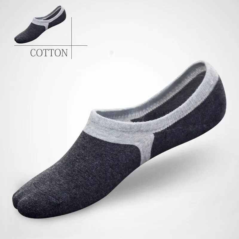 5 Pairs Men's Cotton No Show Boat Socks