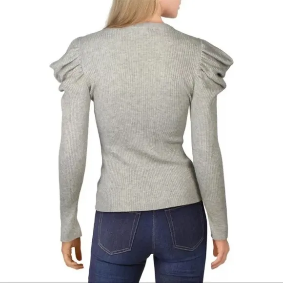 7 for All Mankind Wool Blend Puff Sleeve Sweater Women's Heather Grey. Size M