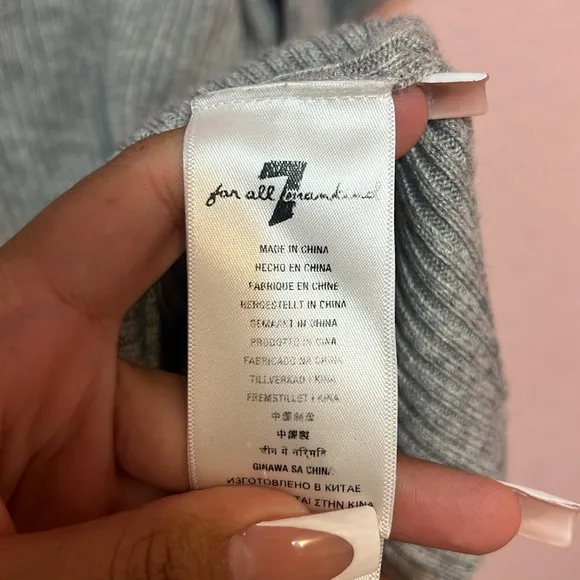 7 for All Mankind Wool Blend Puff Sleeve Sweater Women's Heather Grey. Size M