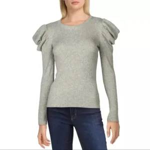 7 for All Mankind Wool Blend Puff Sleeve Sweater Women's Heather Grey. Size M