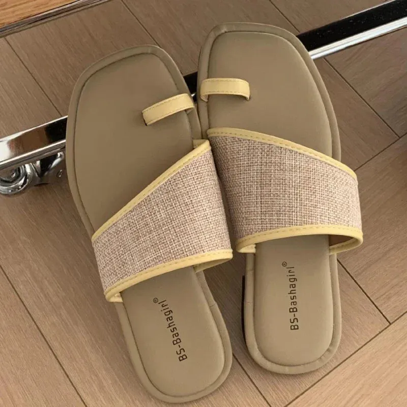 ADVBRIDGE  -  Fashion Weave Clip Toe Flat Sandals Women Summer Comfortable Low Heel Designer Shoes Simple Non-slip Vacation Beach Casual Shoes