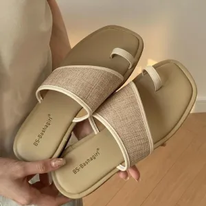 ADVBRIDGE  -  Fashion Weave Clip Toe Flat Sandals Women Summer Comfortable Low Heel Designer Shoes Simple Non-slip Vacation Beach Casual Shoes