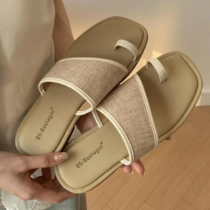 ADVBRIDGE  -  Fashion Weave Clip Toe Flat Sandals Women Summer Comfortable Low Heel Designer Shoes Simple Non-slip Vacation Beach Casual Shoes