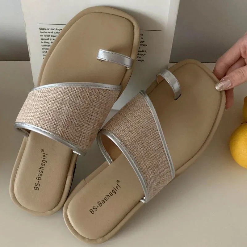 ADVBRIDGE  -  Fashion Weave Clip Toe Flat Sandals Women Summer Comfortable Low Heel Designer Shoes Simple Non-slip Vacation Beach Casual Shoes