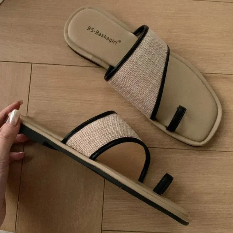 ADVBRIDGE  -  Fashion Weave Clip Toe Flat Sandals Women Summer Comfortable Low Heel Designer Shoes Simple Non-slip Vacation Beach Casual Shoes