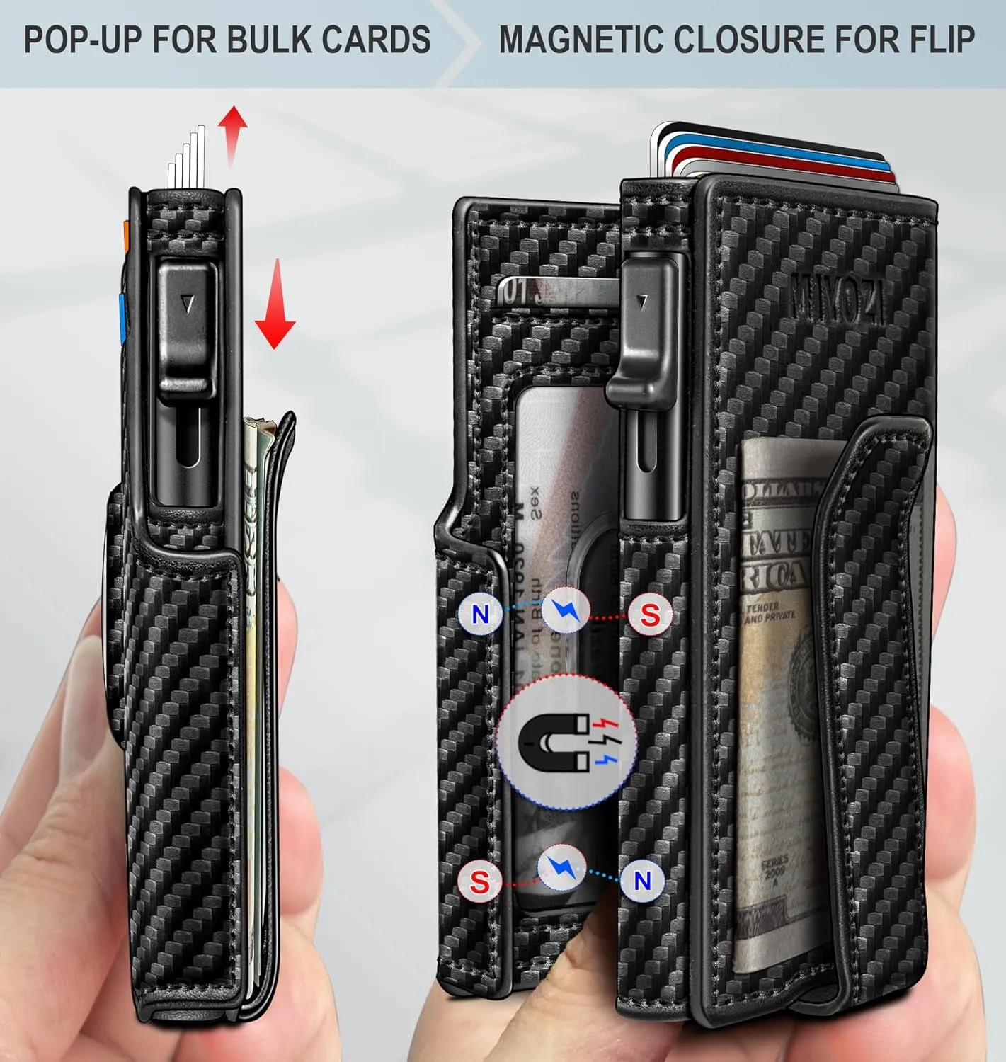 Airtag Wallet for Men with Money Clip, Pop Up Credit Card Holder