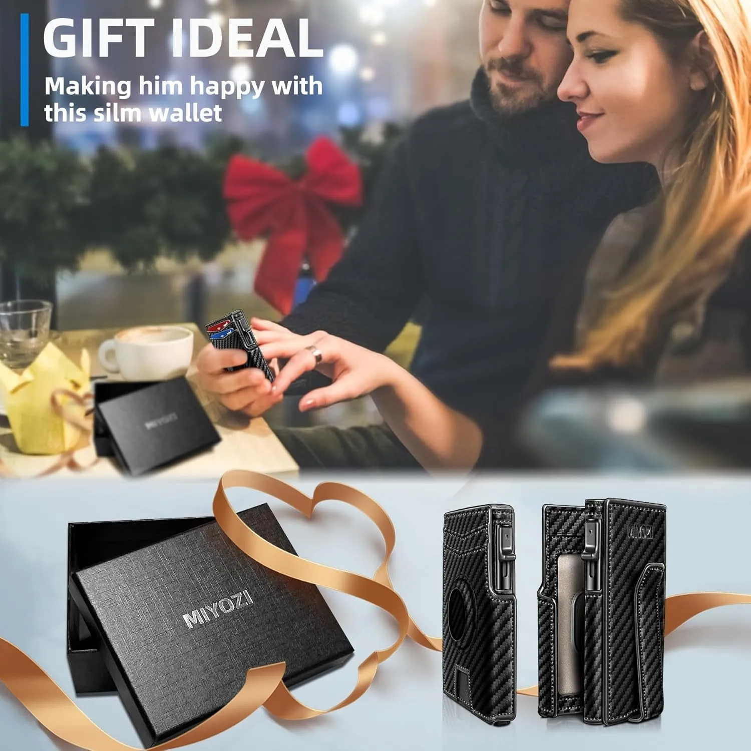 Airtag Wallet for Men with Money Clip, Pop Up Credit Card Holder