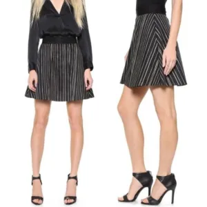 Alice   Olivia Black Pleated A Line Skirt Size 4 classy‎ dark romantic work