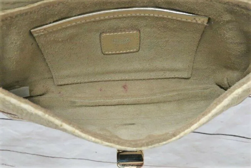 Anya Hindmarch Clutch Gold Metallic Leather-Trimmed Straw Small Bag
