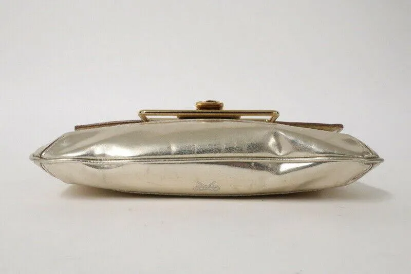 Anya Hindmarch Clutch Gold Metallic Leather-Trimmed Straw Small Bag