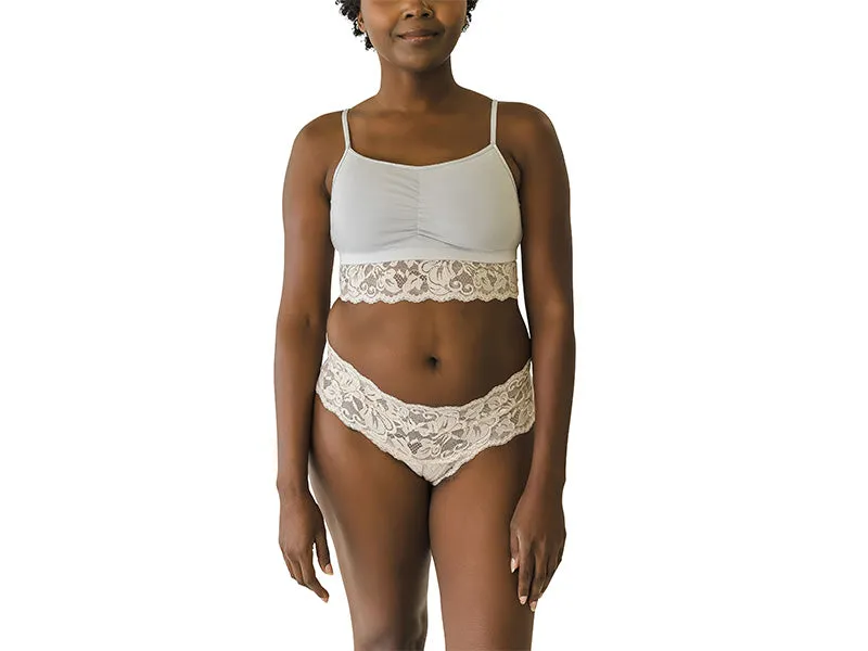 Astrid Bralette with Lace, Champagne/Grey